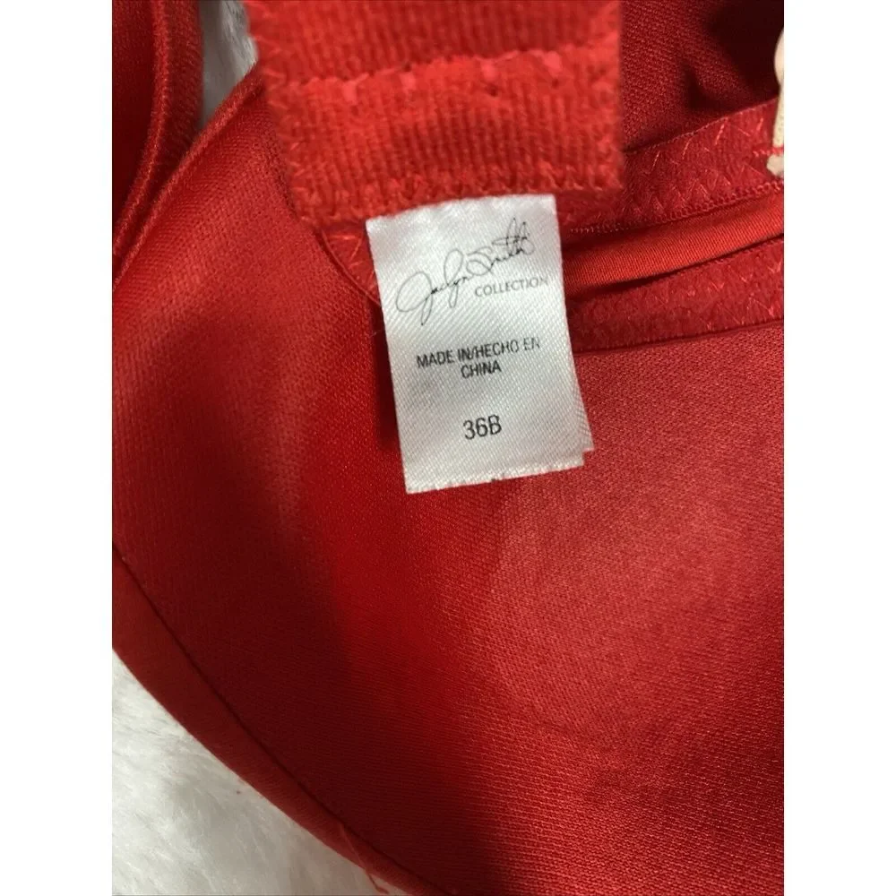 Bra 36B Jaclyn Smith Collection Red Plunge Push Up Padded 3375 - Picture 6 of 8